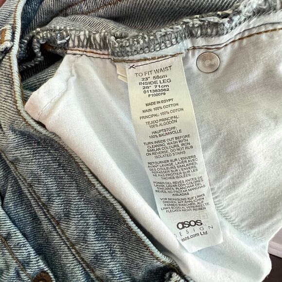 Asos Designs Wide Leg Jeans Women's 23 Petite High Rise Light Wash Cotton Short - Picture 6 of 6